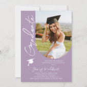 Foto Graduation Party Modernes, elegantes Skript Einladung (Vorderseite)
