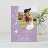 Foto Graduation Party Modernes, elegantes Skript Einladung (Stehend Vorderseite)