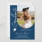 Foto Graduation Party Modernes, elegantes Skript Einladung (Vorderseite)