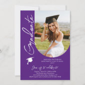Foto Graduation Party Modernes, elegantes Skript Einladung (Vorderseite)