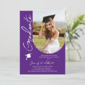 Foto Graduation Party Modernes, elegantes Skript Einladung (Stehend Vorderseite)