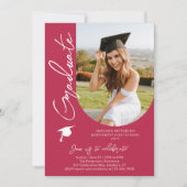 Foto Graduation Party Modernes, elegantes Skript Einladung (Vorderseite)