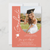 Foto Graduation Party Modernes, elegantes Skript Einladung (Vorderseite)