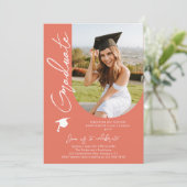 Foto Graduation Party Modernes, elegantes Skript Einladung (Stehend Vorderseite)