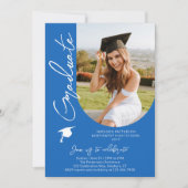 Foto Graduation Party Modernes, elegantes Skript Einladung (Vorderseite)