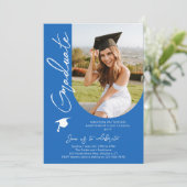 Foto Graduation Party Modernes, elegantes Skript Einladung (Stehend Vorderseite)