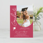 Foto Graduation Party Modernes, elegantes Skript Einladung (Stehend Vorderseite)