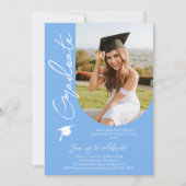 Foto Graduation Party Modernes, elegantes Skript Einladung (Vorderseite)