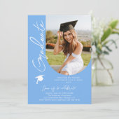 Foto Graduation Party Modernes, elegantes Skript Einladung (Stehend Vorderseite)