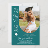 Foto Graduation Party Modernes, elegantes Skript Einladung (Vorderseite)