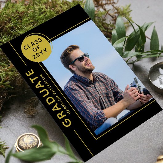 Foto Graduation Party Modernes Script Black Gold