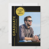 Foto Graduation Party Modernes Script Black Gold (Vorderseite)
