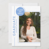 Foto Graduation Party Modernes Script Blue (Vorderseite)