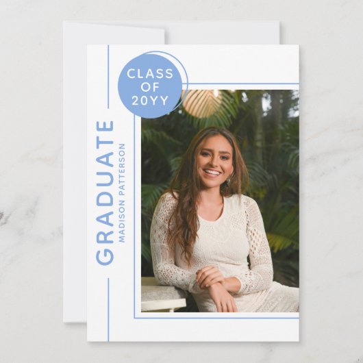 Foto Graduation Party Modernes Script Blue (Vorderseite)