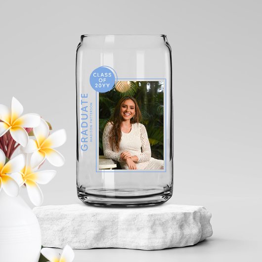 Foto Graduation Party Modernes Script Blue Dosenglas