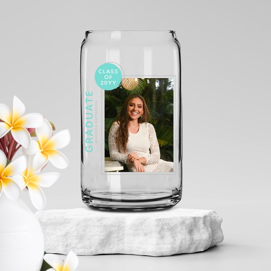 Foto Graduation Party Modernes Script Blue Silver Dosenglas