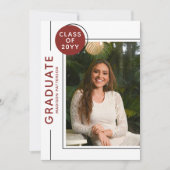 Foto Graduation Party Modernes Script Burgundy (Vorderseite)