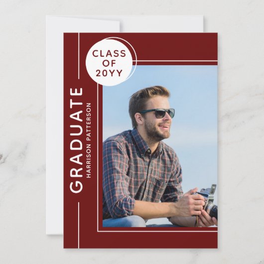 Foto Graduation Party Modernes Script Burgundy (Vorderseite)