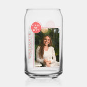 Foto Graduation Party Modernes Script Light Red Dosenglas (Vorderseite)