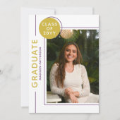 Foto Graduation Party Modernes Script Lila Gold (Vorderseite)