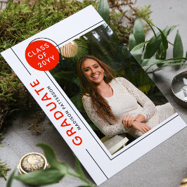 Foto Graduation Party Modernes Script Rot Gray