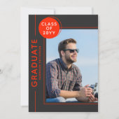 Foto Graduation Party Modernes Script Rot Gray (Vorderseite)