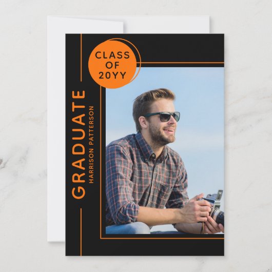 Foto Graduation Party Modernes Script Schwarz Oran (Vorderseite)
