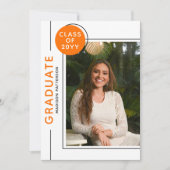 Foto Graduation Party Modernes Script Schwarz Oran (Vorderseite)