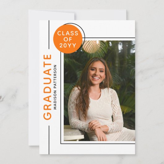 Foto Graduation Party Modernes Script Schwarz Oran (Vorderseite)