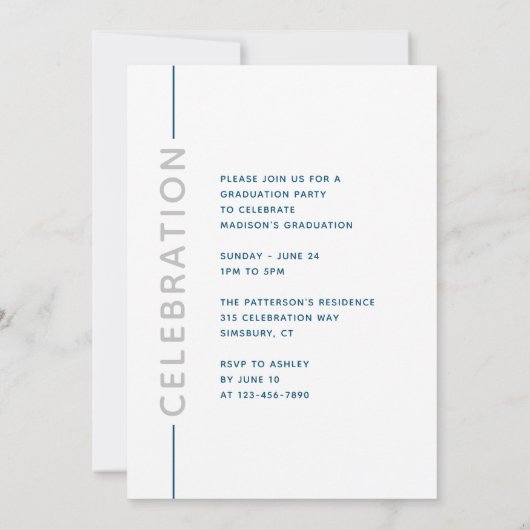 Foto Graduation Party Modernes Script Silver Blue (Rückseite)