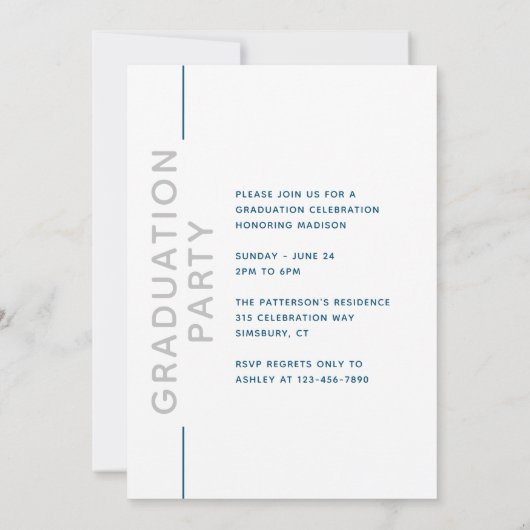 Foto Graduation Party Modernes Script Silver Blue (Rückseite)