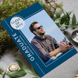 Foto Graduation Party Modernes Script Silver Blue