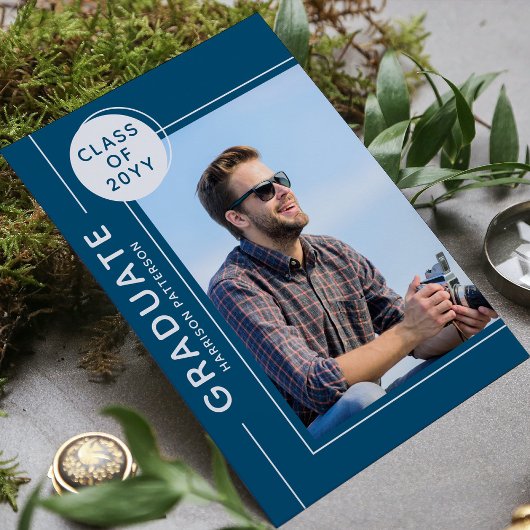 Foto Graduation Party Modernes Script Silver Blue