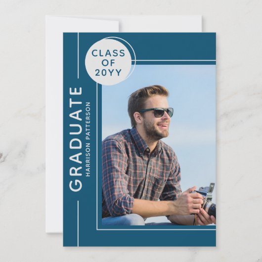 Foto Graduation Party Modernes Script Silver Blue (Vorderseite)