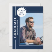 Foto Graduation Party Modernes Skript Blau Weiß (Vorderseite)