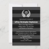 Foto Graduation Party Monogram Laurel Black Einladung (Rückseite)