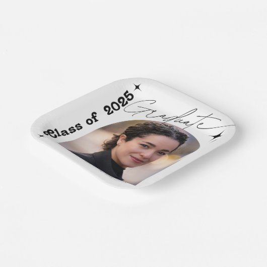 Foto Graduation Party Retro Typografie Pappteller (Gewinkelt)