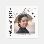 Foto Graduation Party Retro Typografie Serviette (Vorderseite)