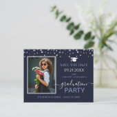 Foto Graduation Party Save the Date Einladung Postkarte (Stehend Vorderseite)