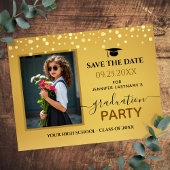 Foto Graduation Party Save the Date Gold Einladung