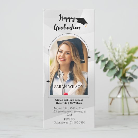 Foto Graduation Party Telefonische Einladungen (Stehend Vorderseite)