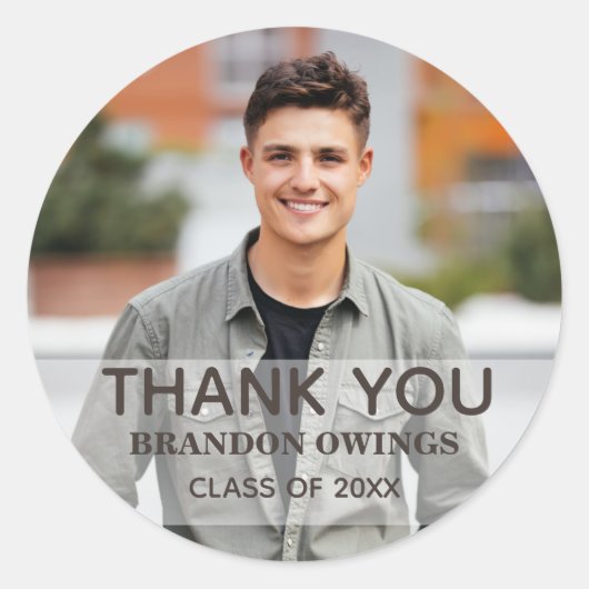 Foto Graduation Party Vielen Dank Name Jahr Klasse Runder Aufkleber (Vorderseite)