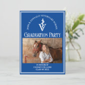 Foto-Graduationspartei der Blue Veterinary School Einladung (Stehend Vorderseite)
