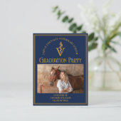 Foto-Graduationspartei der Blue Veterinary School Einladungspostkarte (Stehend Vorderseite)