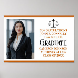 Foto-Graduationspartei für Custom Orange Law Schoo Poster