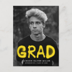Foto-Graduationspartei für gelbes Spray Einladungspostkarte