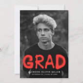 Foto-Graduationspartei für Rotes Spray Einladung (Vorderseite)