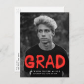 Foto-Graduationspartei für Rotes Spray Einladungspostkarte (Vorne/Hinten)