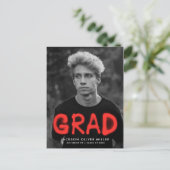 Foto-Graduationspartei für Rotes Spray Einladungspostkarte (Stehend Vorderseite)