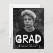 Foto-Graduationspartei für weißes Spray Einladungspostkarte (Vorne/Hinten)